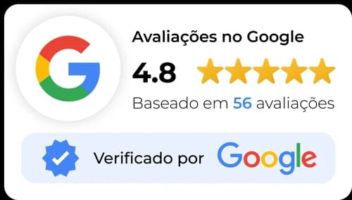Avaliações no Google: nota 4,8, verificado por Google